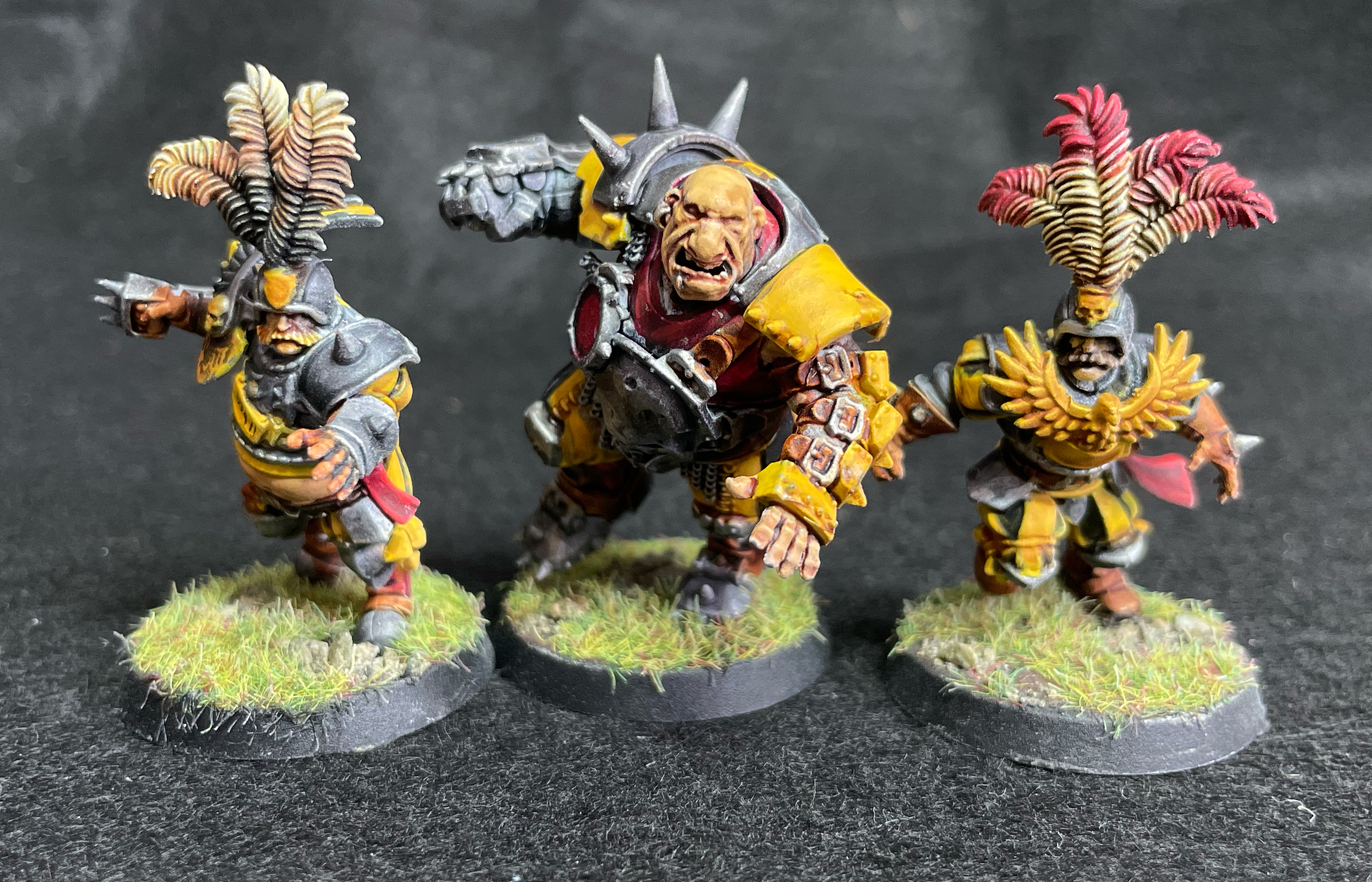 Three miniatures from my Imperial Nobility Blood Bowl Team. Hurriedly painted these ones.